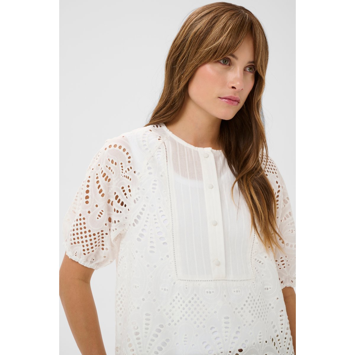 Blouse à manches courtes blanc spring gardenia, CULTURE