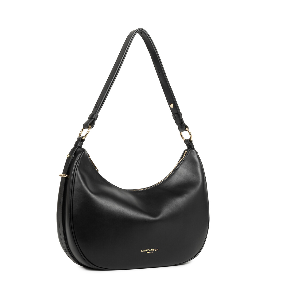 Borsa a bisaccia in pelle con zip L, DONNA ARIA nero , LANCASTER