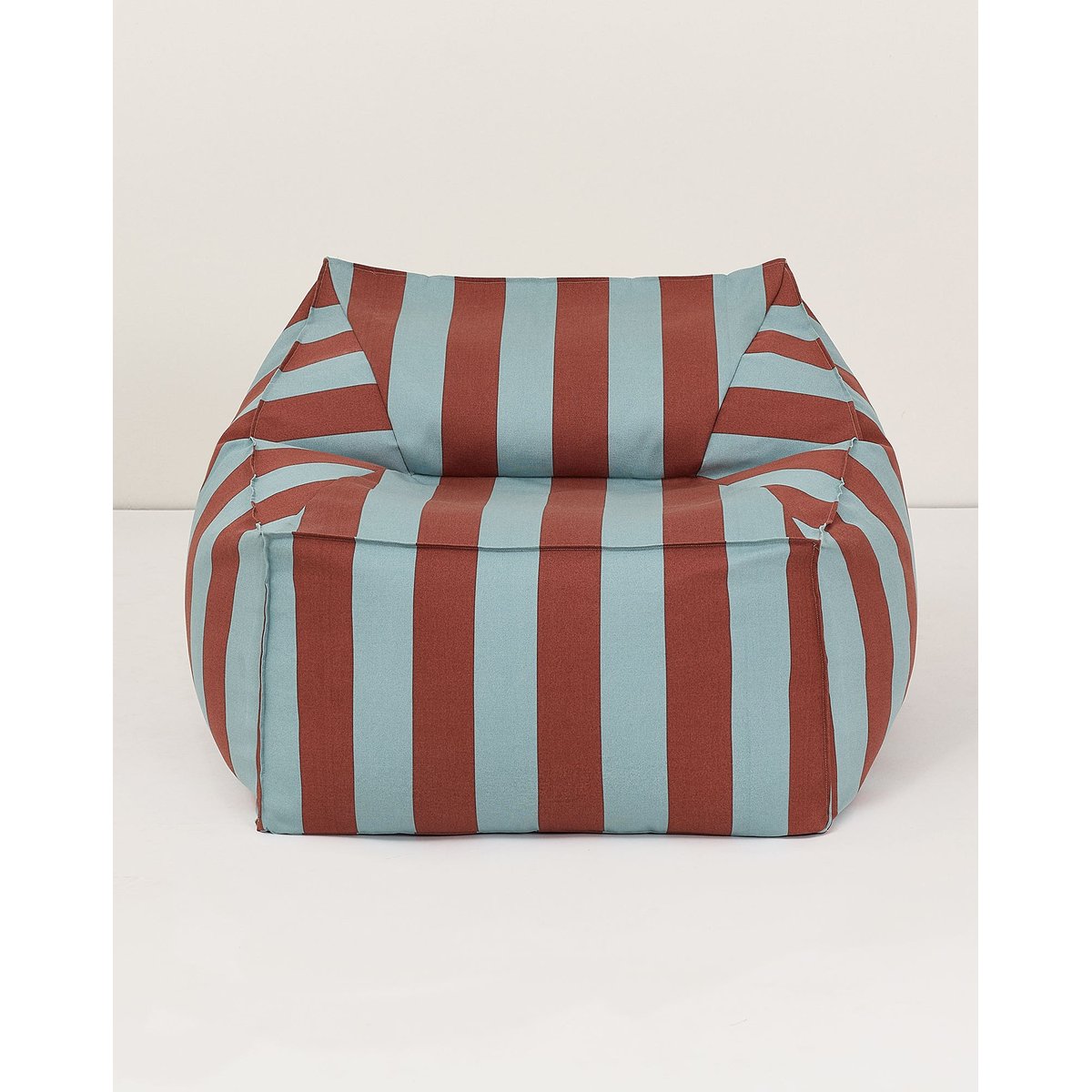 Fauteuil-pouf d'extérieur - taille adulte - Lenny rayures toffee et bleues, NOBODINOZ