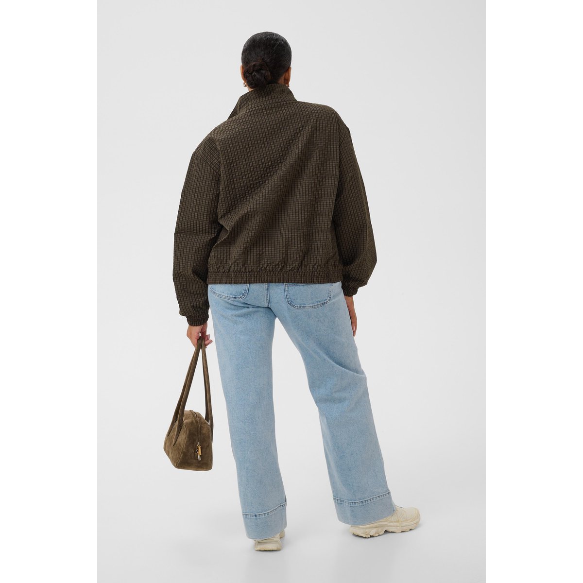 Veste marron coffee bean mini check, KAFFE CURVE