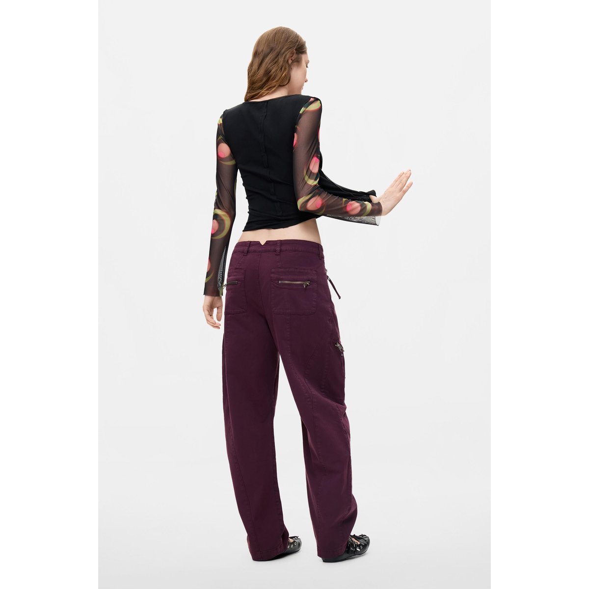 Pantalon long à fermetures éclair rouge, DESIGUAL