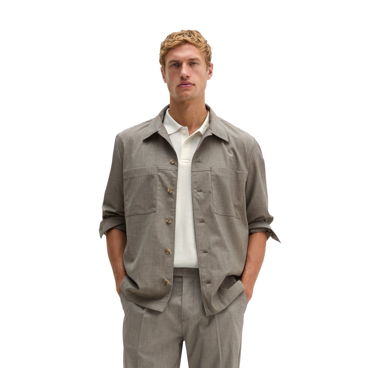 Surchemise au look décontracté effet laine gris, MARC O'POLO