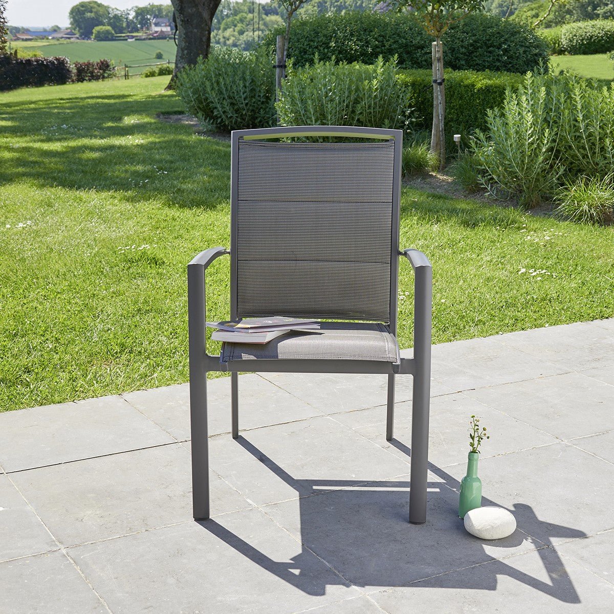 Fauteuil de jardin en aluminium et textilène MODULO gris, BERAH GETAH