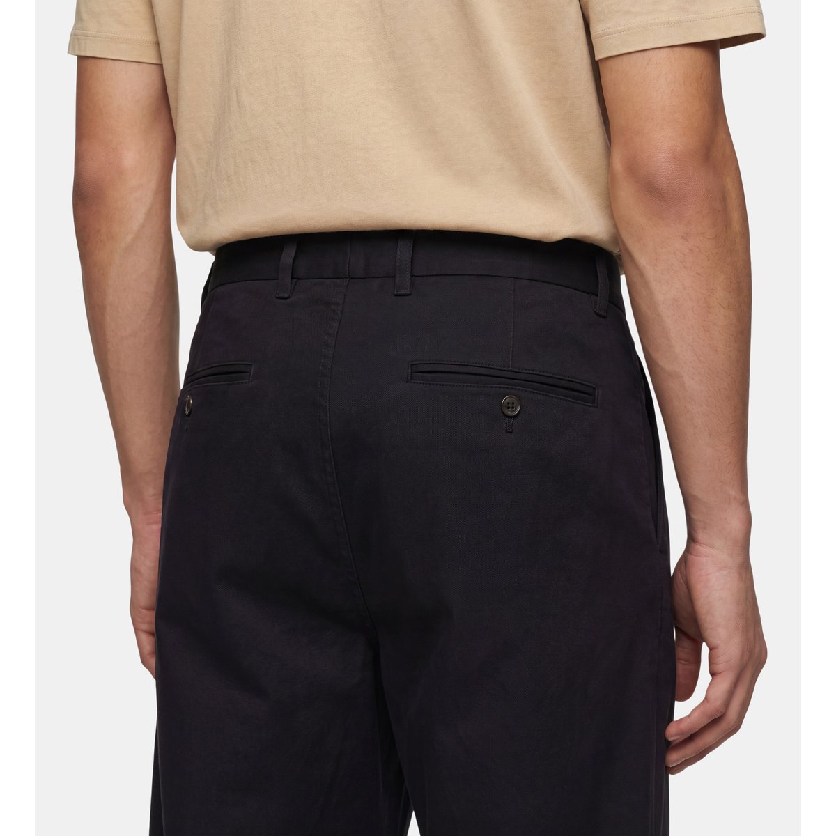 Pantalon ridouble ample à plis doubles en coton noir, GALERIES LAFAYETTE