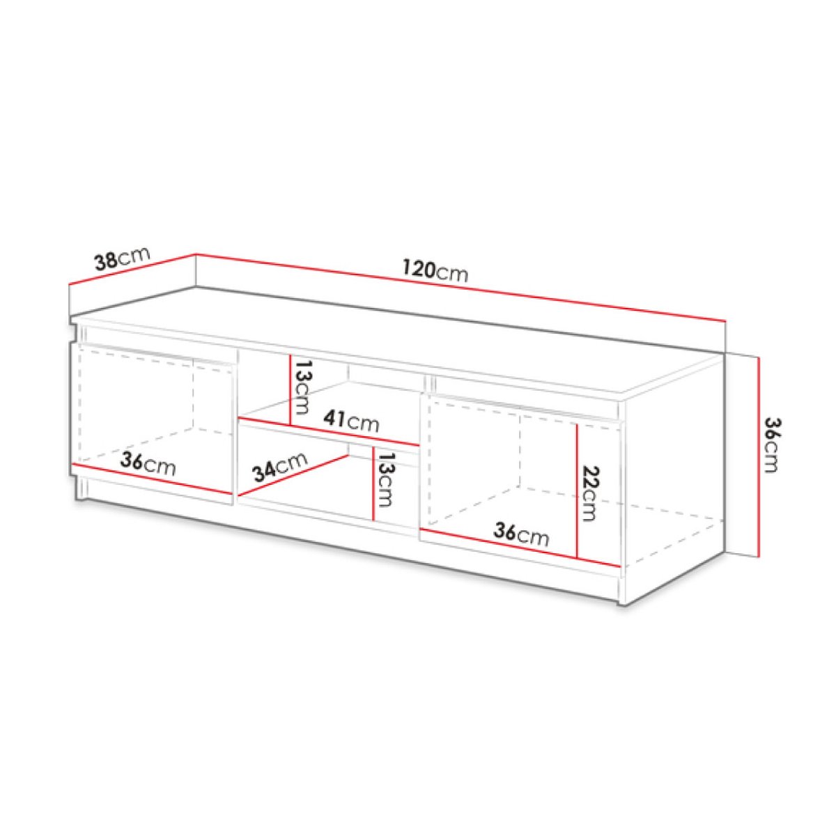 Meuble TV - ROBIN noir / bois et bois, LISA DESIGN