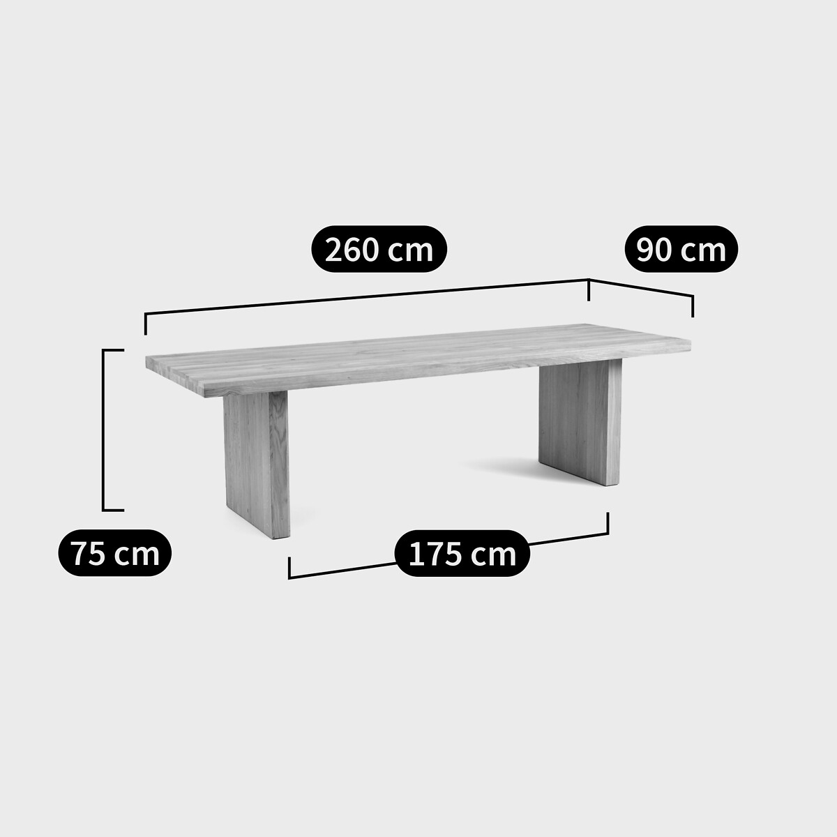Table à manger, rectangulaire, chêne massif, 8 à 10 personnes, VOVA chêne, LA REDOUTE INTERIEURS