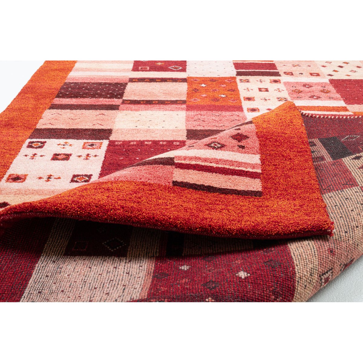 Tapis en laine vierge noué à la main rouge, THEKO
