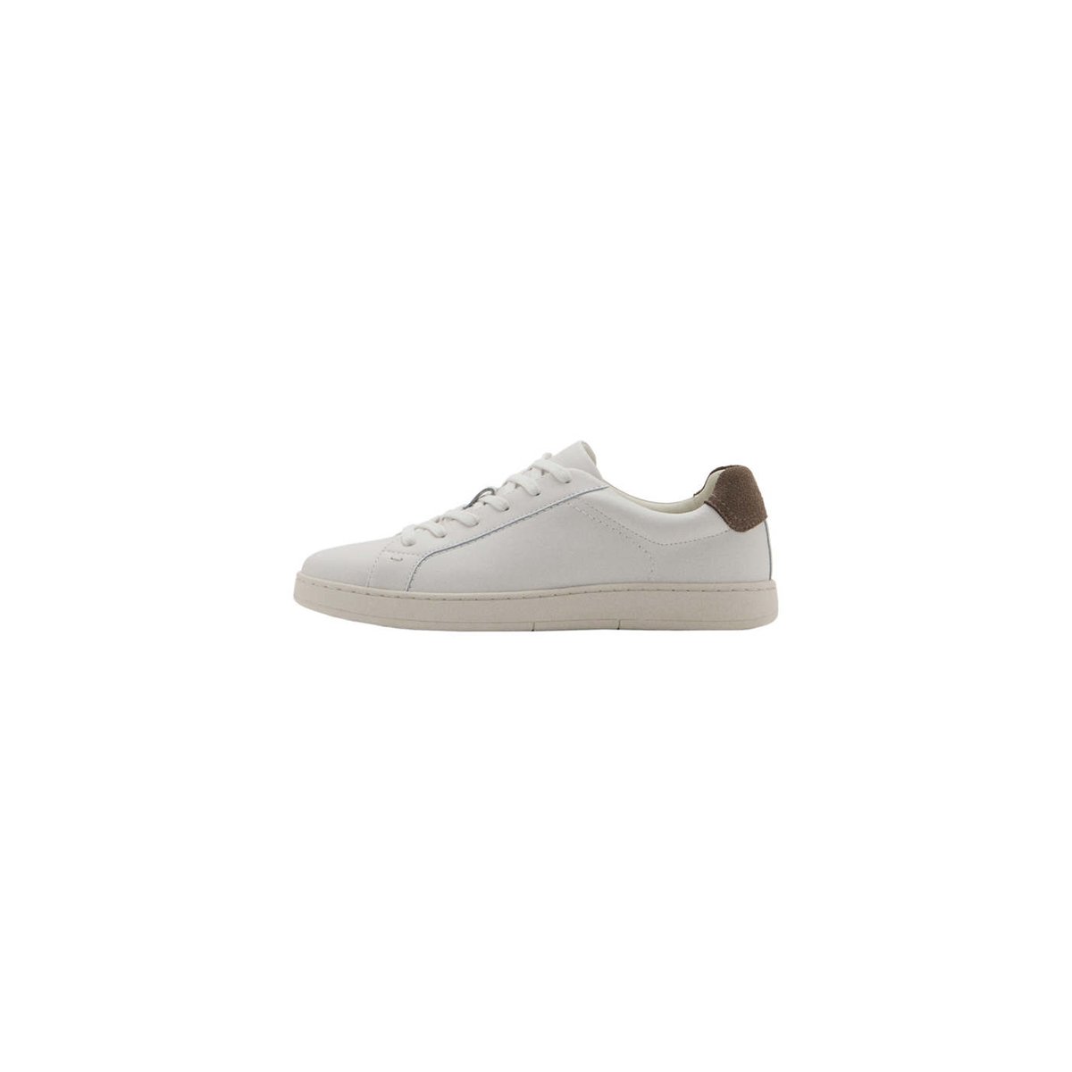 Baskets cuir empiècement contrastant blanc, MANGO MAN