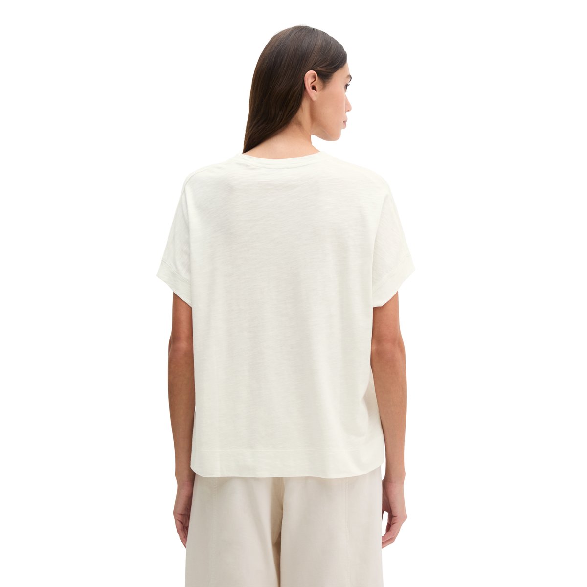 T-shirt loose avec manches coupées blanc naturel, MARC O'POLO