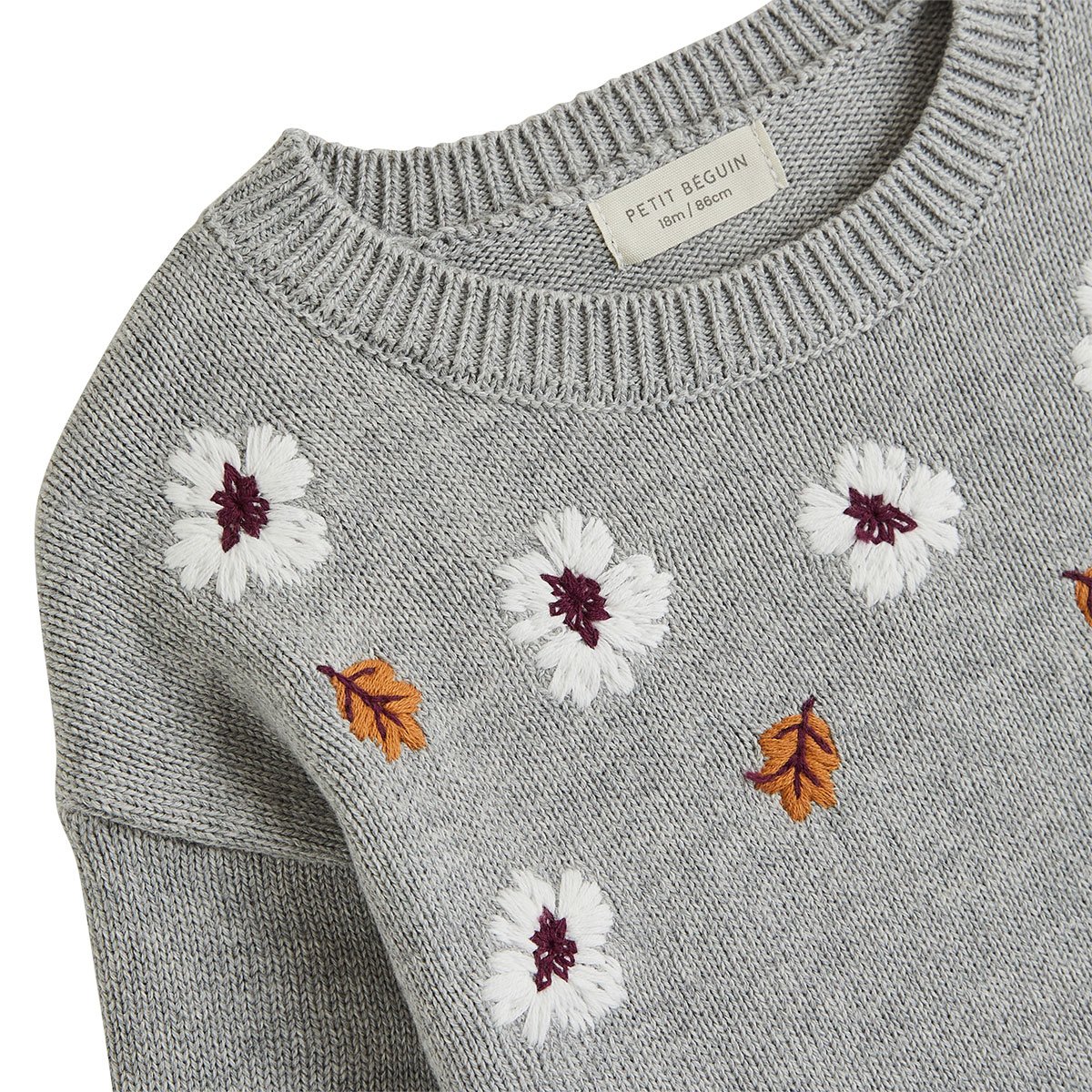 Pull enfant en tricot Aimée gris, PETIT BEGUIN