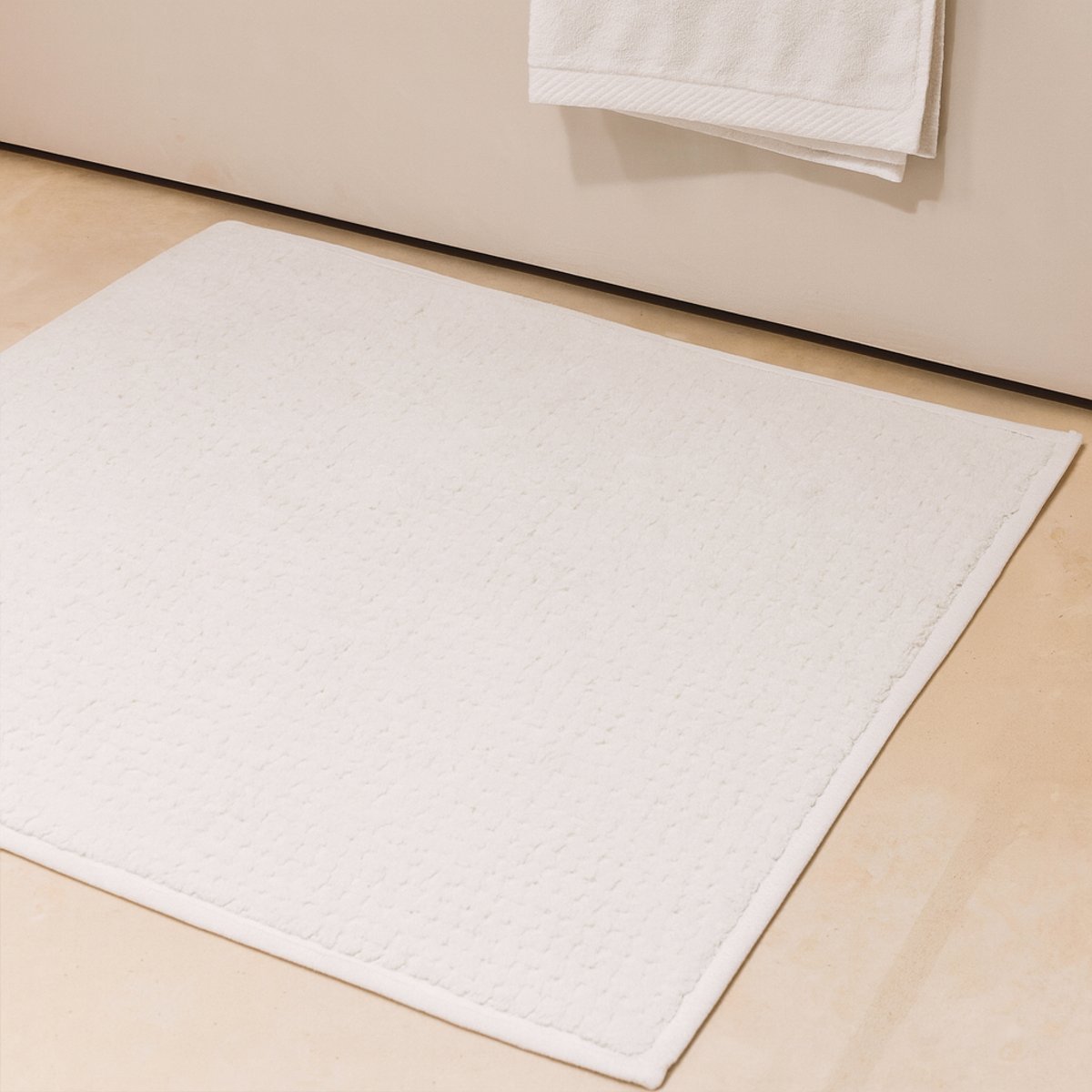 Tapis de bain premium coton Mirmande blanc, HOME MAISON