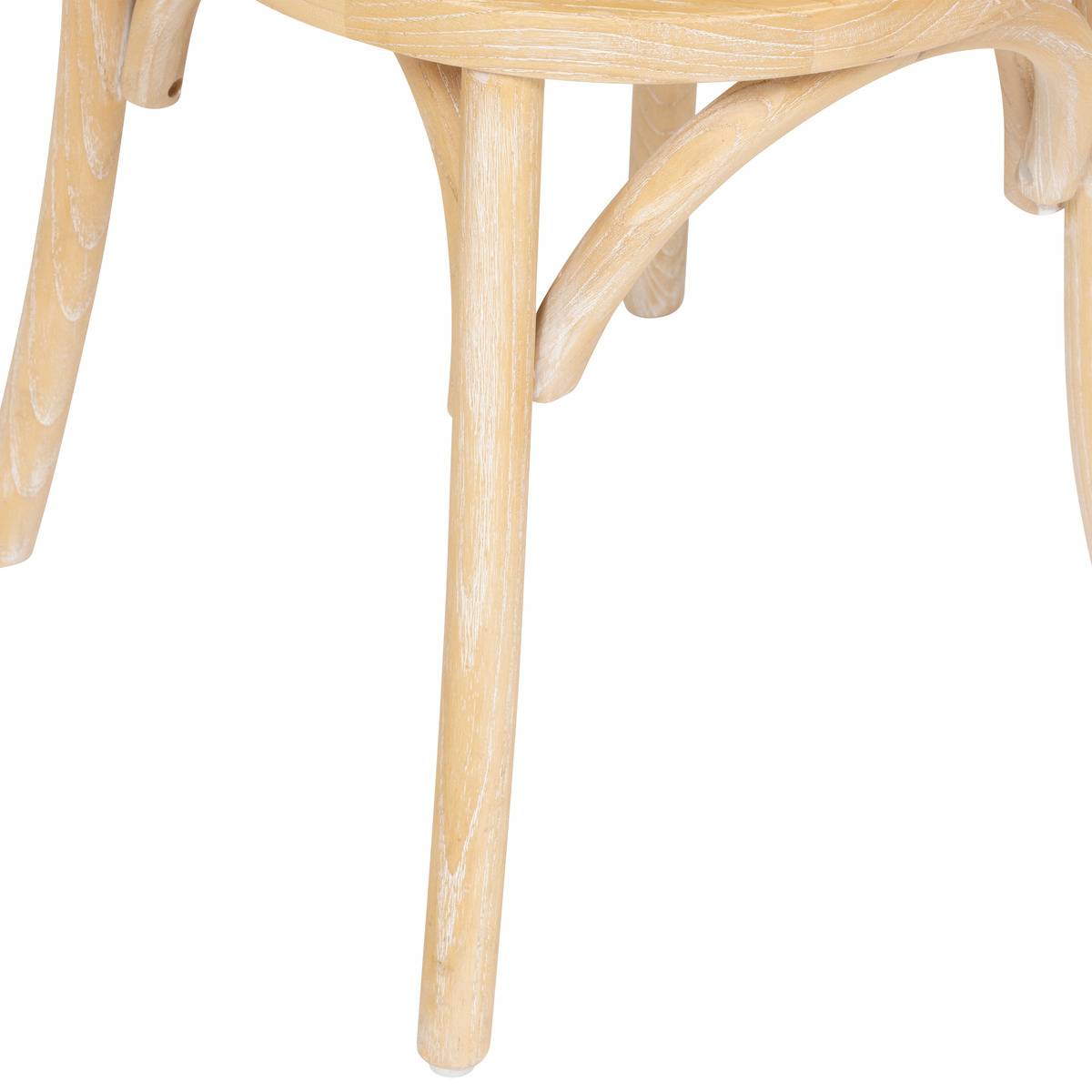 Chaise bistrot empilable en bois d’orme massif et rotin DREVO beige lin, ATMOSPHERA
