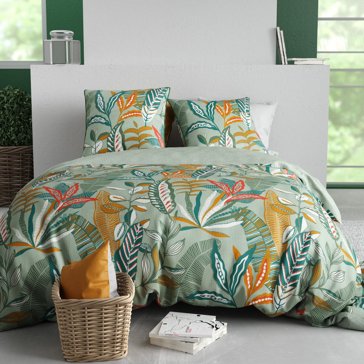 Parure housse de couette 100 % coton 57 fils lily orange, C DESIGN HOME TEXTILE