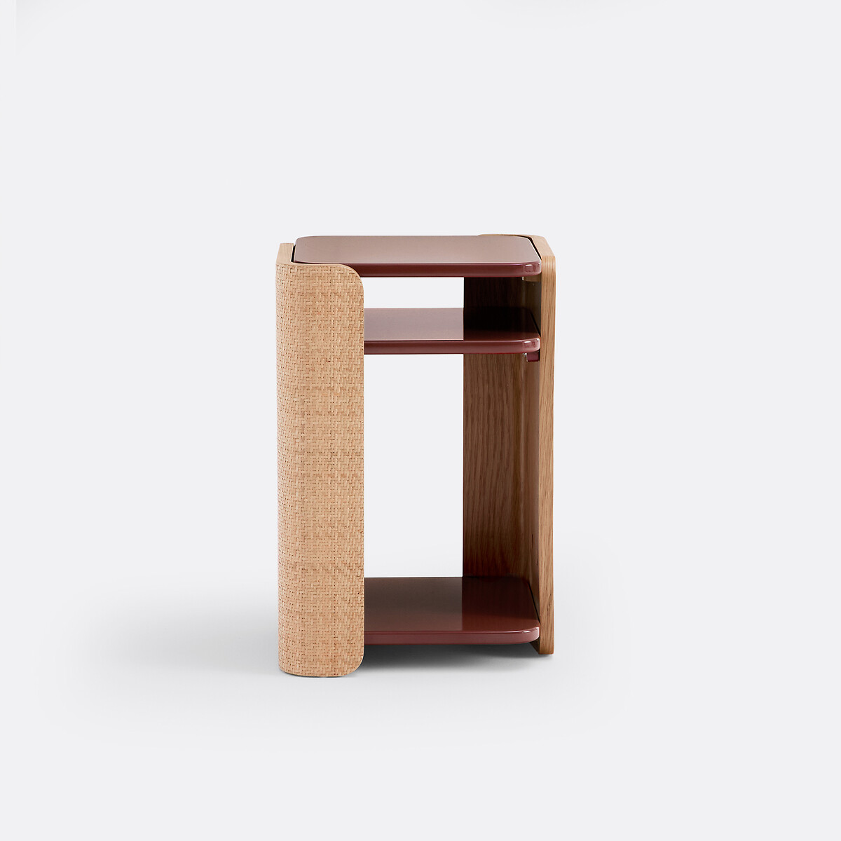 Chevet cannage et double plateau laqué, TALMA bordeaux, LA REDOUTE INTERIEURS