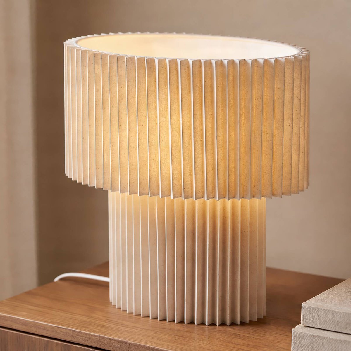 Lampe à poser en textile, Tazia blanc crème, LINDBY