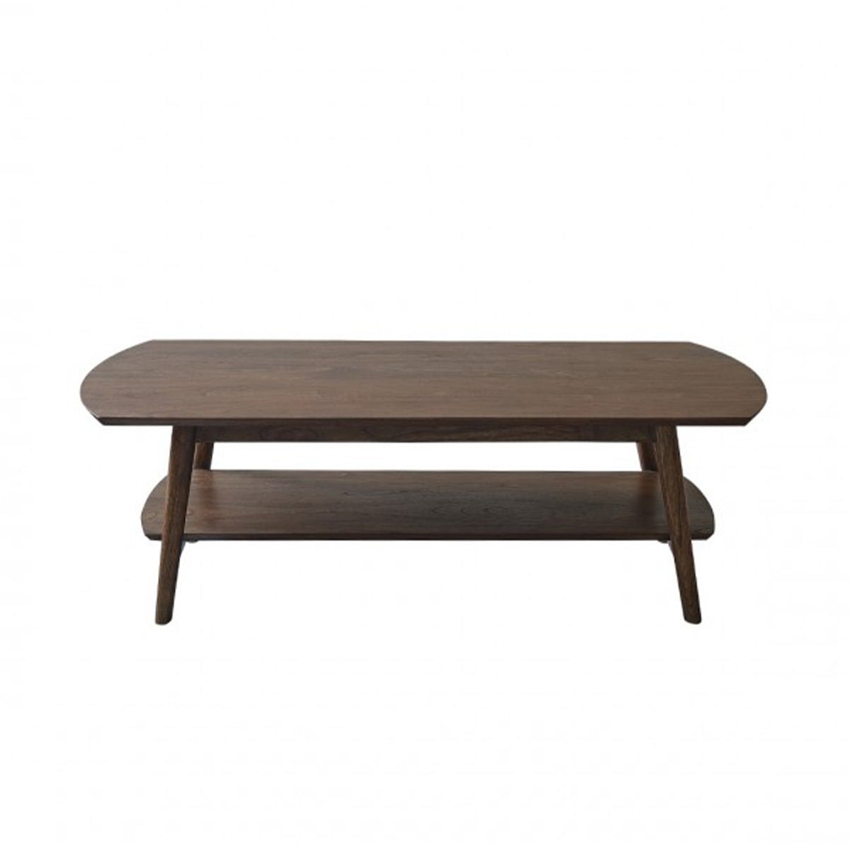 Table basse en bois massif 130 cm double plateau VINTAGE marron, BERAH GETAH