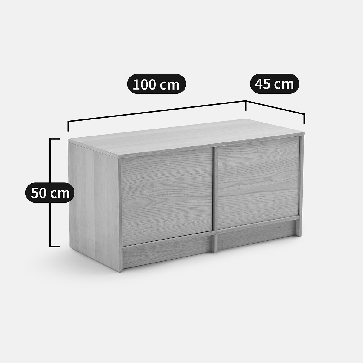 Credenza bassa modulare impiallacciata rovere, 2 ante Senssia color quercia, LA REDOUTE INTERIEURS