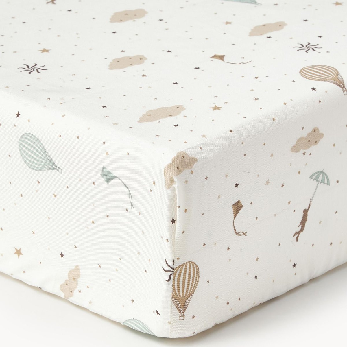 Drap housse blanc, bleu, marron, CAM CAM