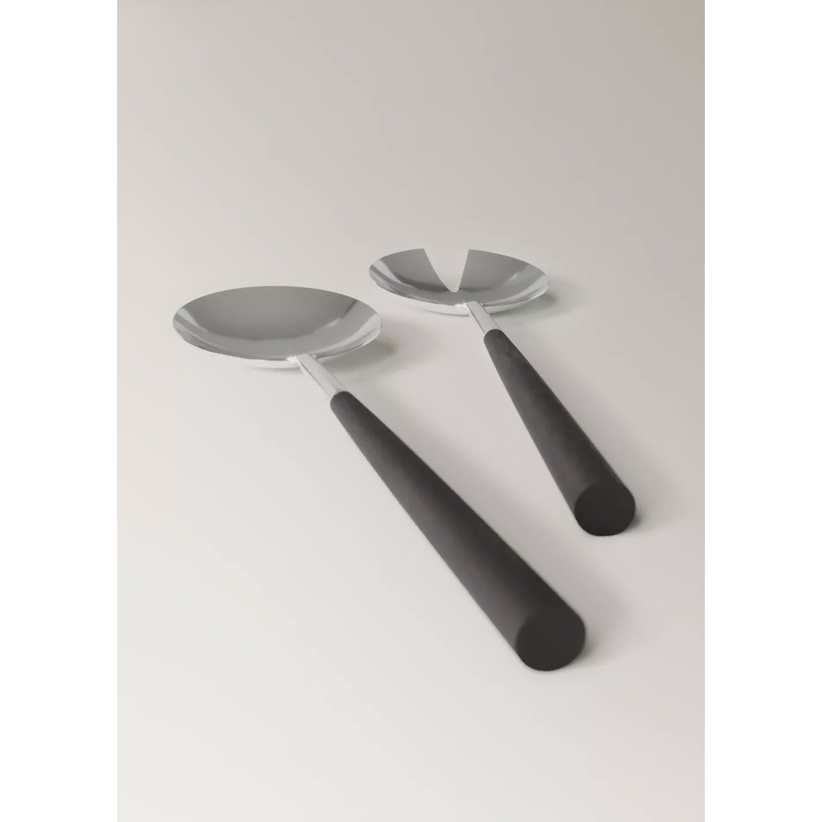 Lot de 2 couverts de service en acier inoxydable effet mat noir, MANGO HOME