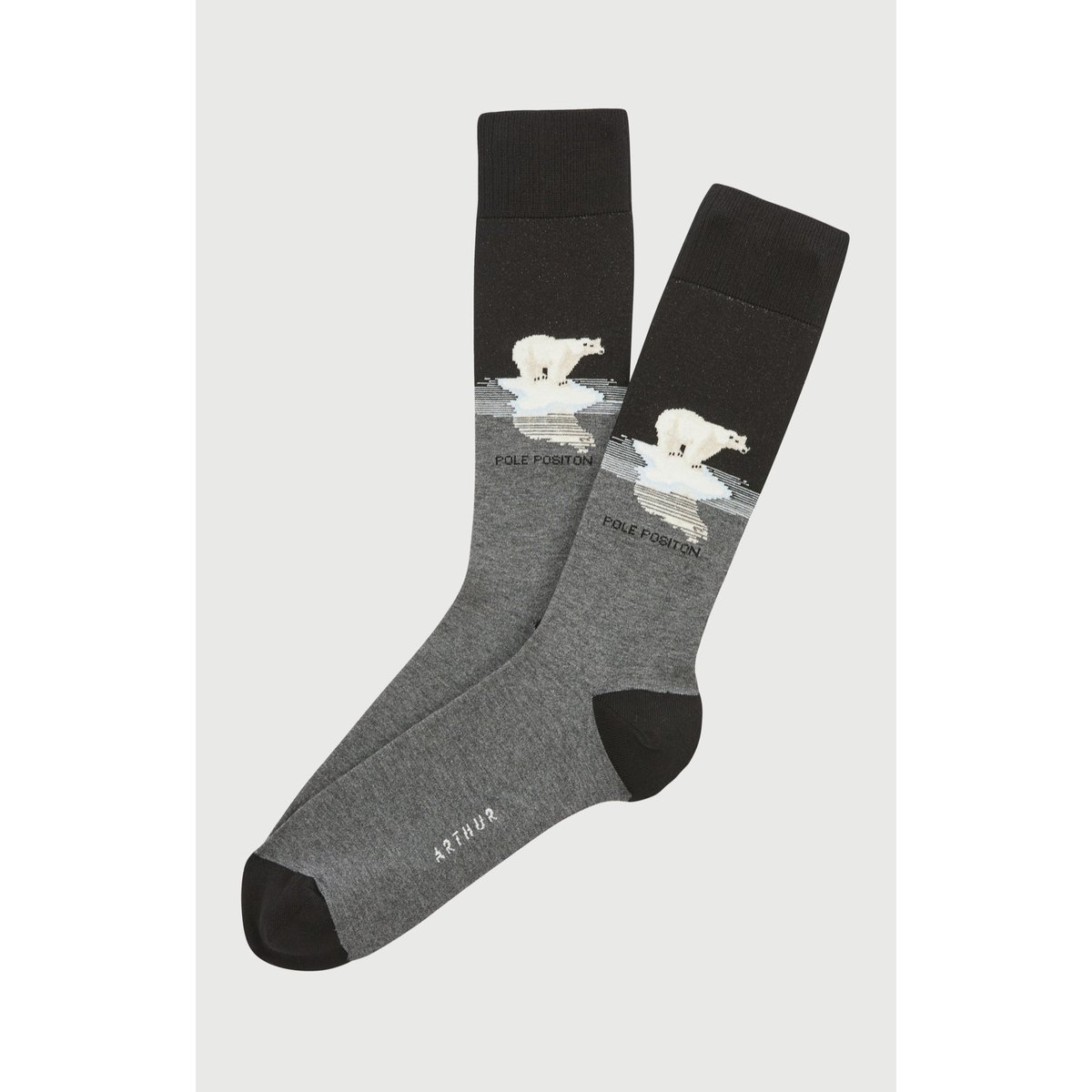 Chaussettes en coton imprimé Pôle position Gris noir, ARTHUR