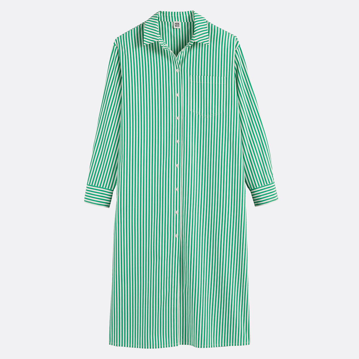 Abito a camicia, lungo, a maniche lunghe rigato verde, LA REDOUTE COLLECTIONS