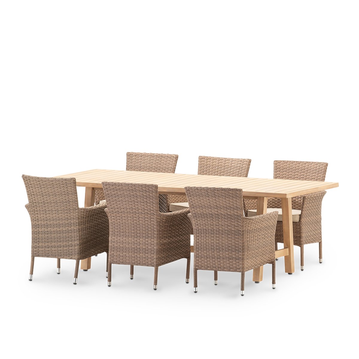 Salon de jardin, 6 chaises, SIENA & BOLONIA bois clair, brun, DEFORA HOME