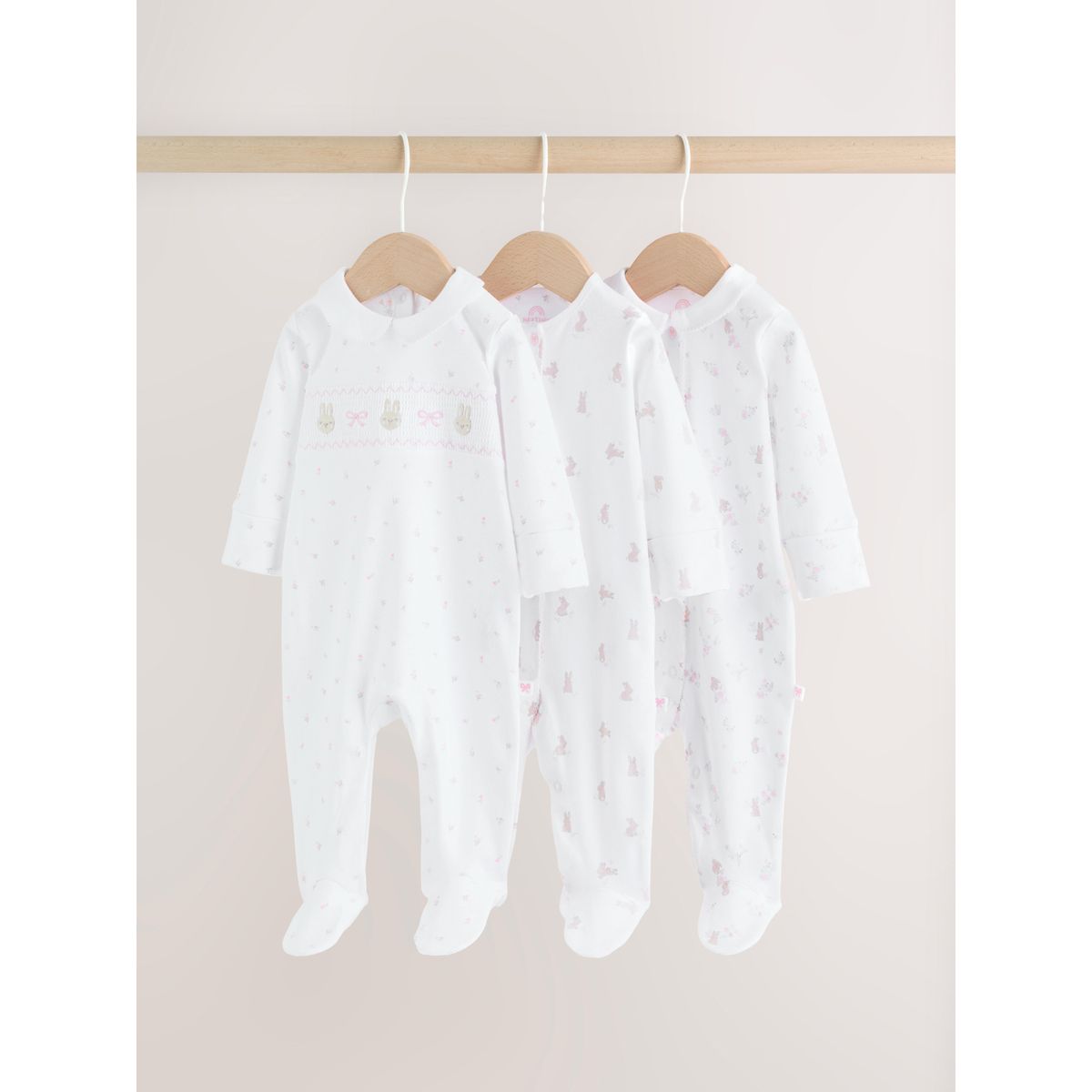 Dors-bien bébé, lot de 3 col blanc/rose, NEXT