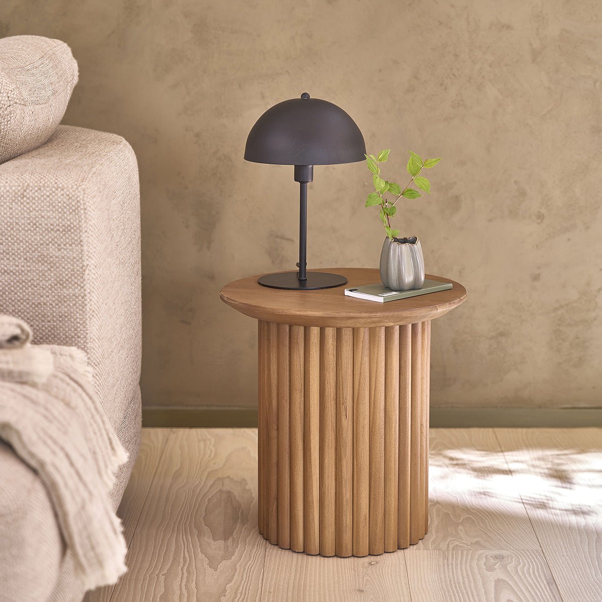 Table d'appoint en teck massif ronde COLINE naturel, BERAH GETAH