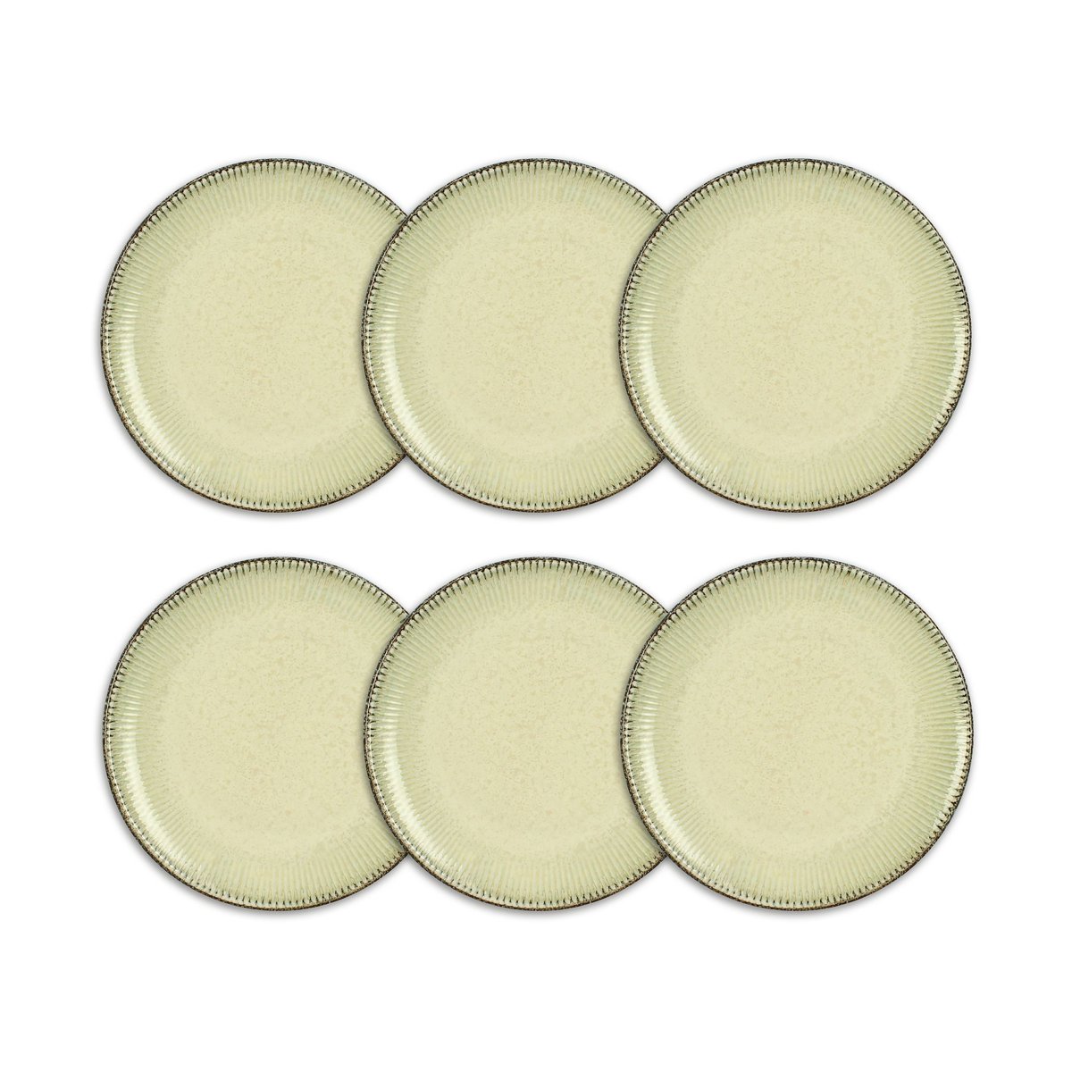 Lot de 6 assiettes plates 27cm en porcelaine, LUNEA beige, OGO LIVING