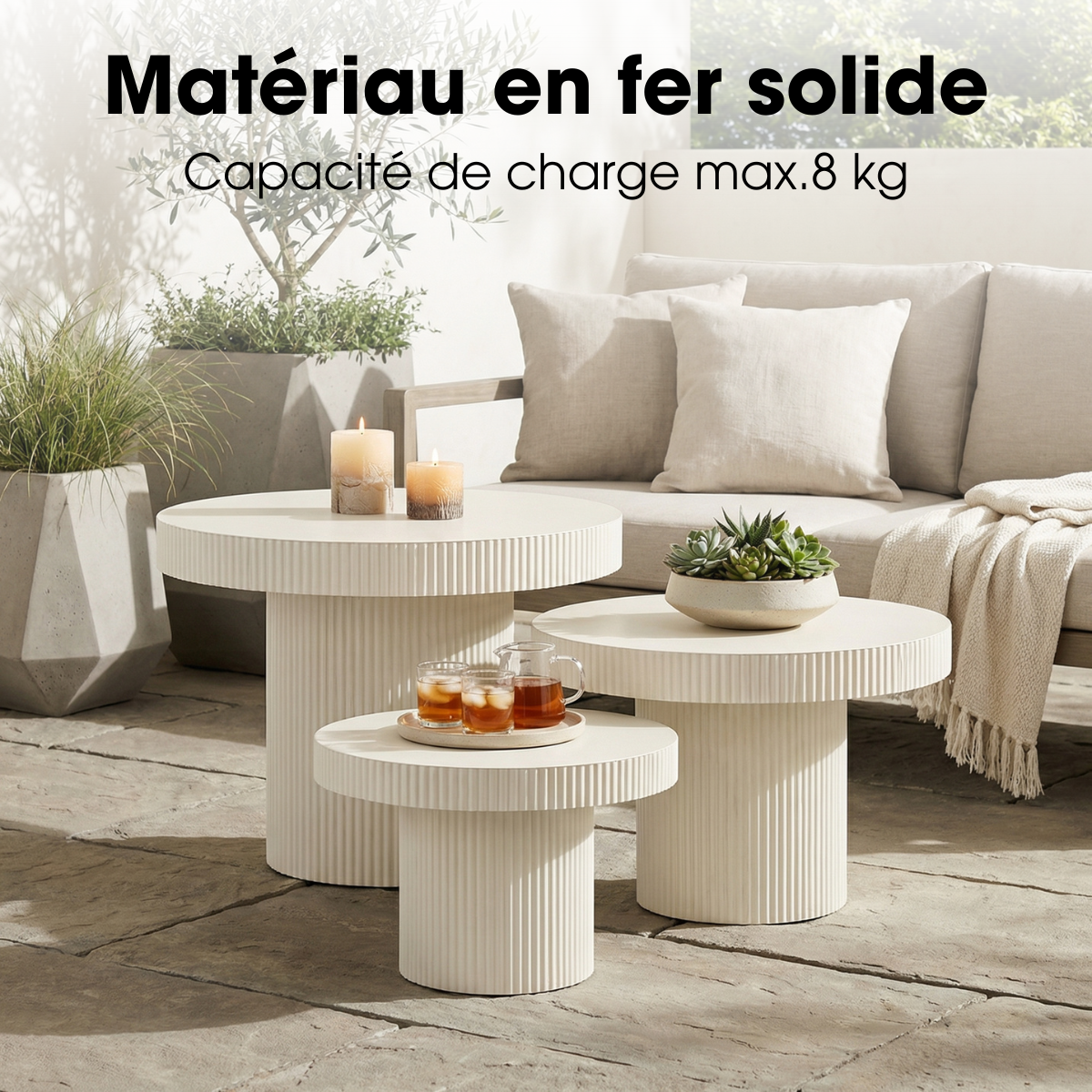 Table d'appoint LUX blanc cassé, MICA DECORATIONS