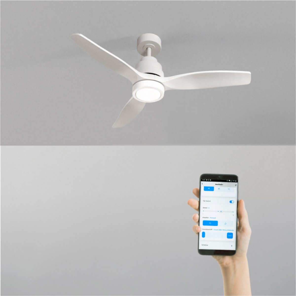 Ventilateur de plafond 40W  avec lumière avec Wi-Fi WIND STYLANCE NATURAL WOOD blanc/blanc, CREATE