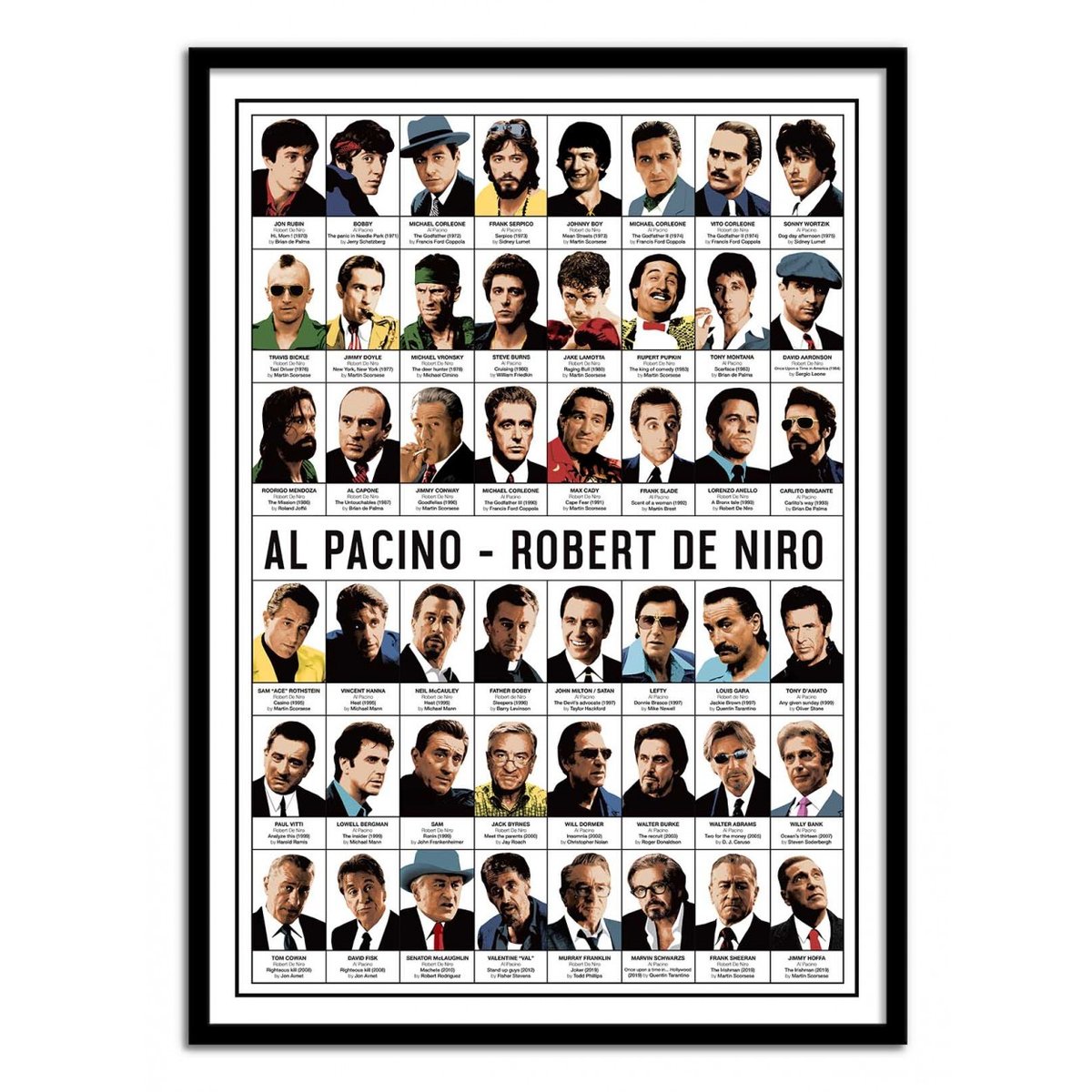Affiche d'art - Al Pacino and Robert de Niro - Olivier Bourdereau affiche d'art, WALL EDITIONS