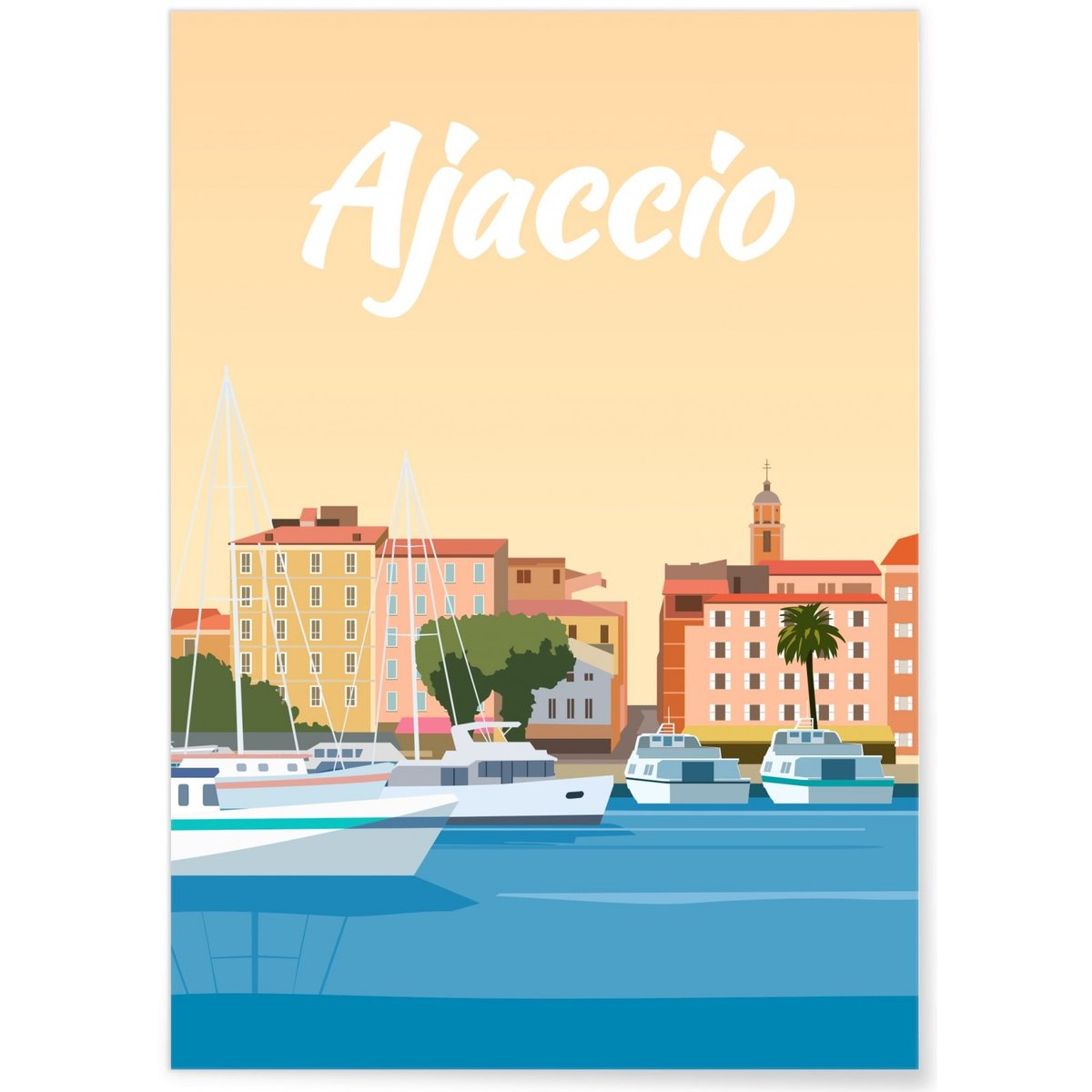 Affiche ville Ajaccio 2 blanc, L'AFFICHERIE