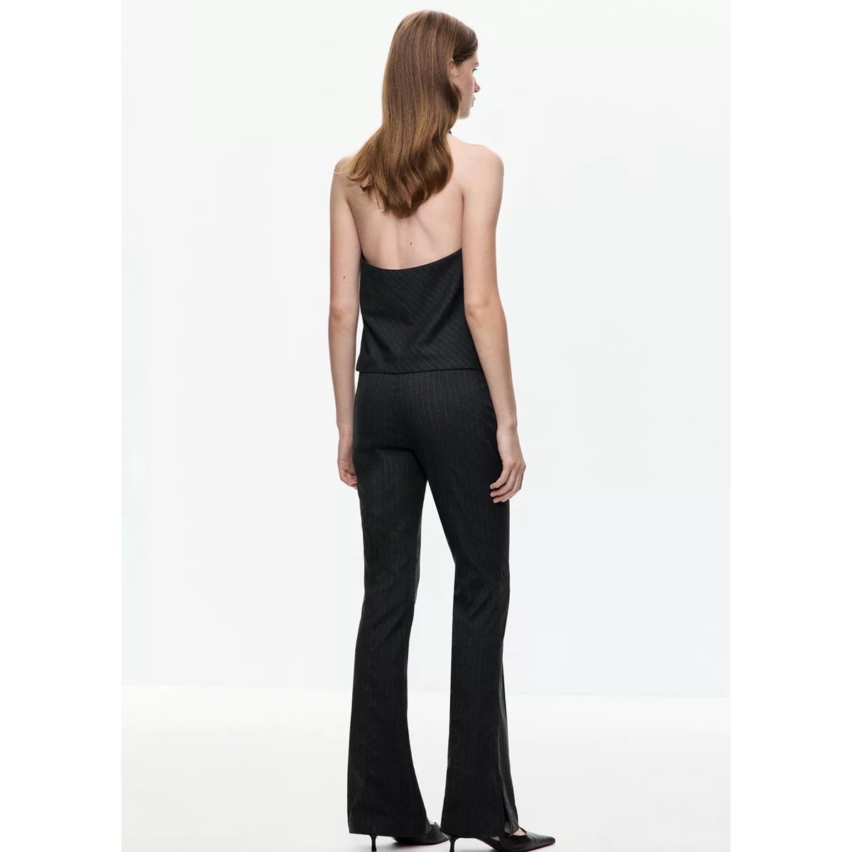 Pantalon flare rayures tennis gris, MANGO