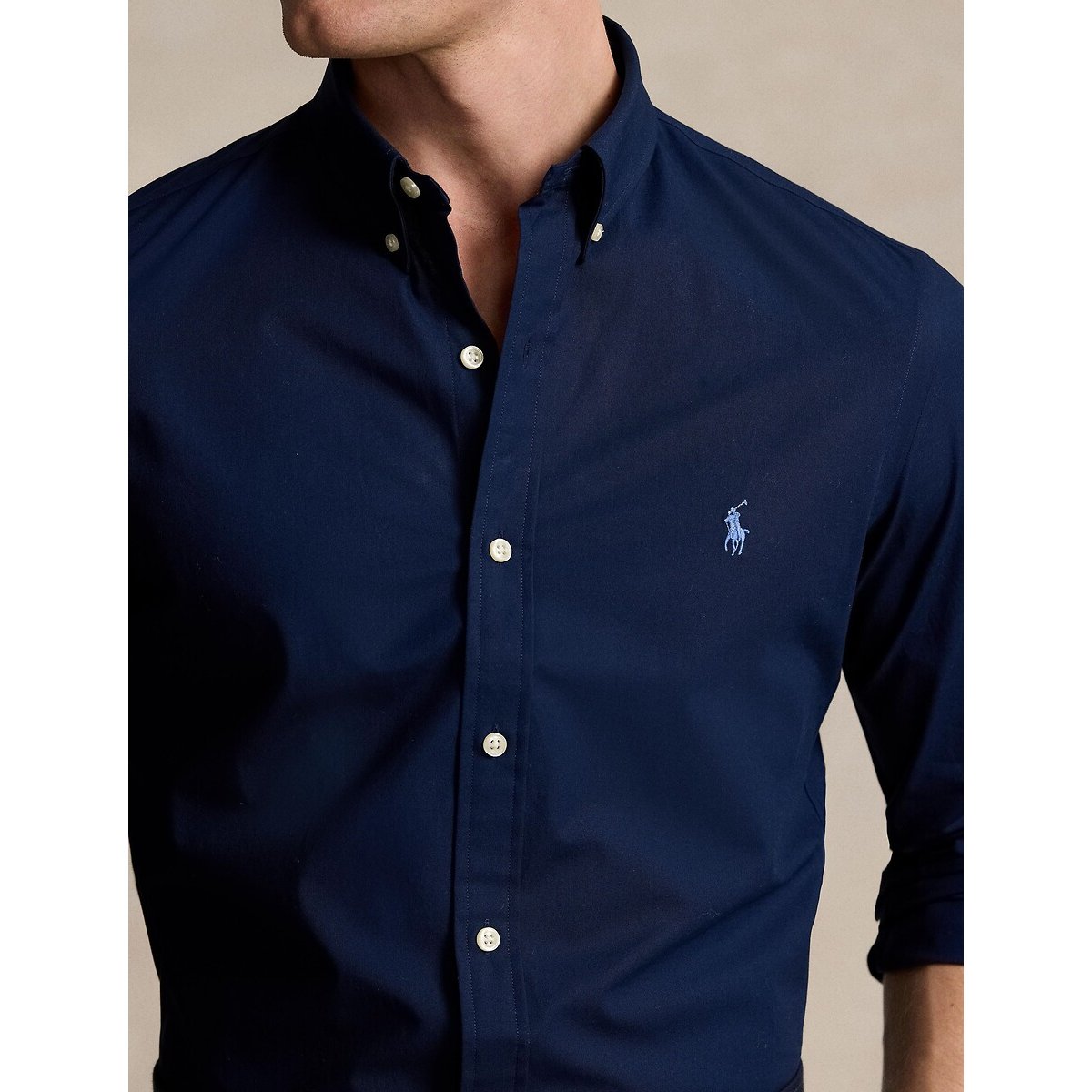 Overhemd in stretchpopeline, slim fit donkerblauw, POLO RALPH LAUREN