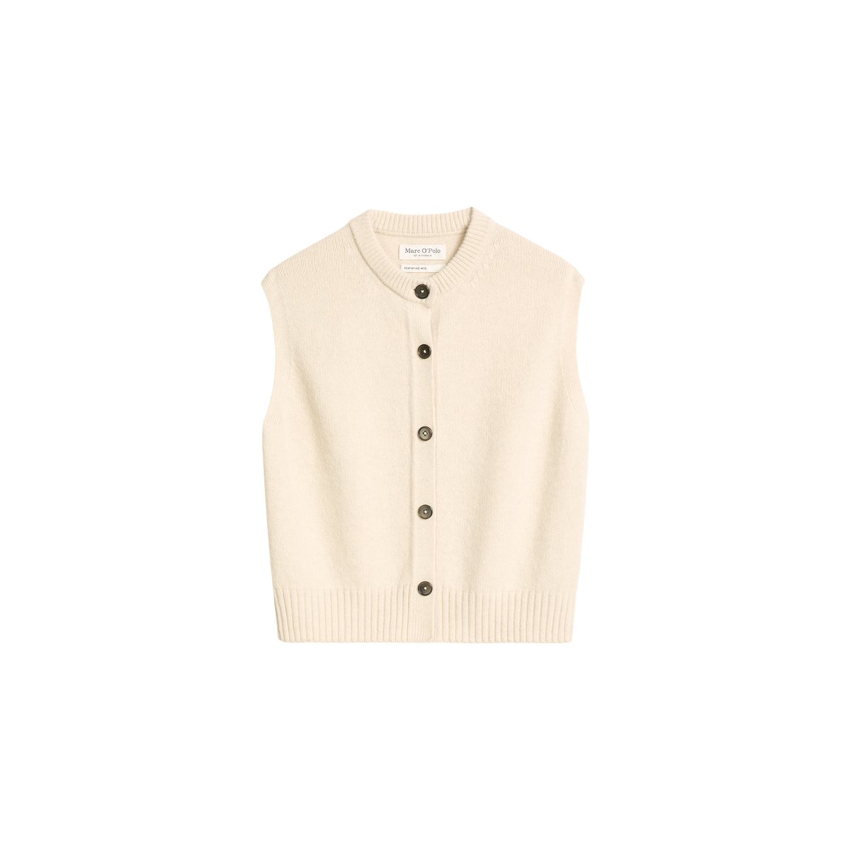 Cardigan sans manches, coupe classique en mélange de laine vierge douce marron, MARC O'POLO