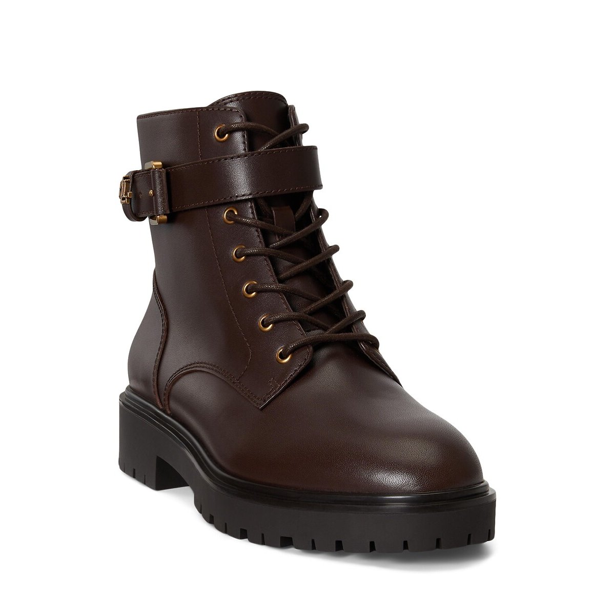 Allyson Lace-Up Leather Ankle Boots dark brown, LAUREN RALPH LAUREN