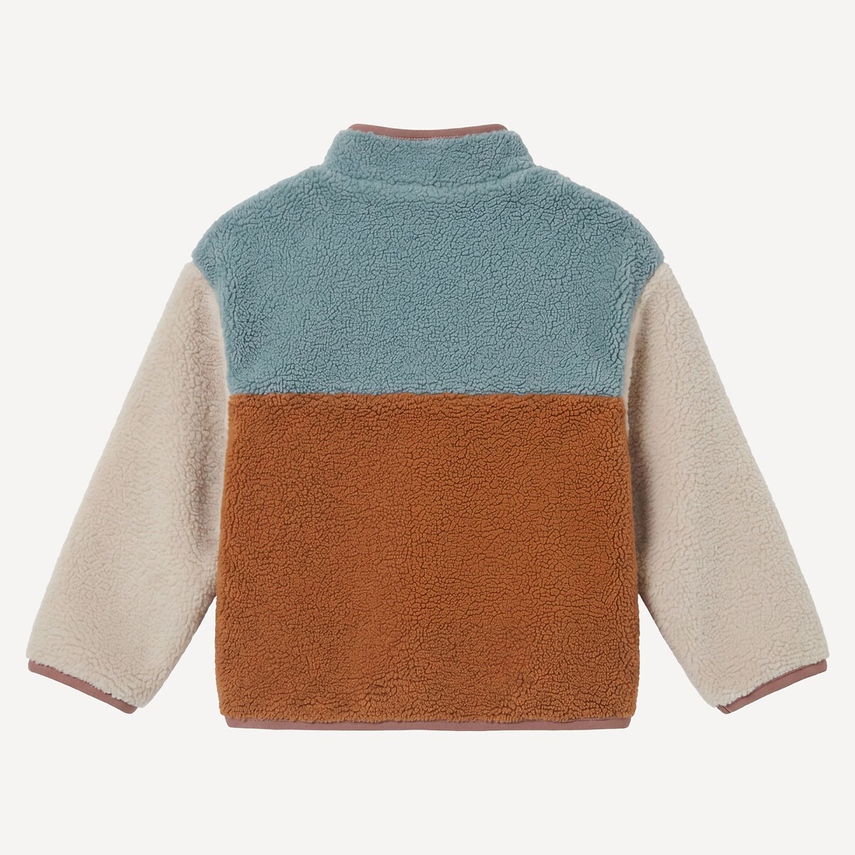 Colour block sherpa vest, opstaande kraag, ritssluiting camel/blauw , LA REDOUTE COLLECTIONS