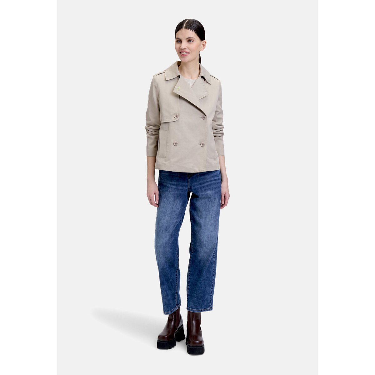 Trench-coat court à poches taupe, CARTOON