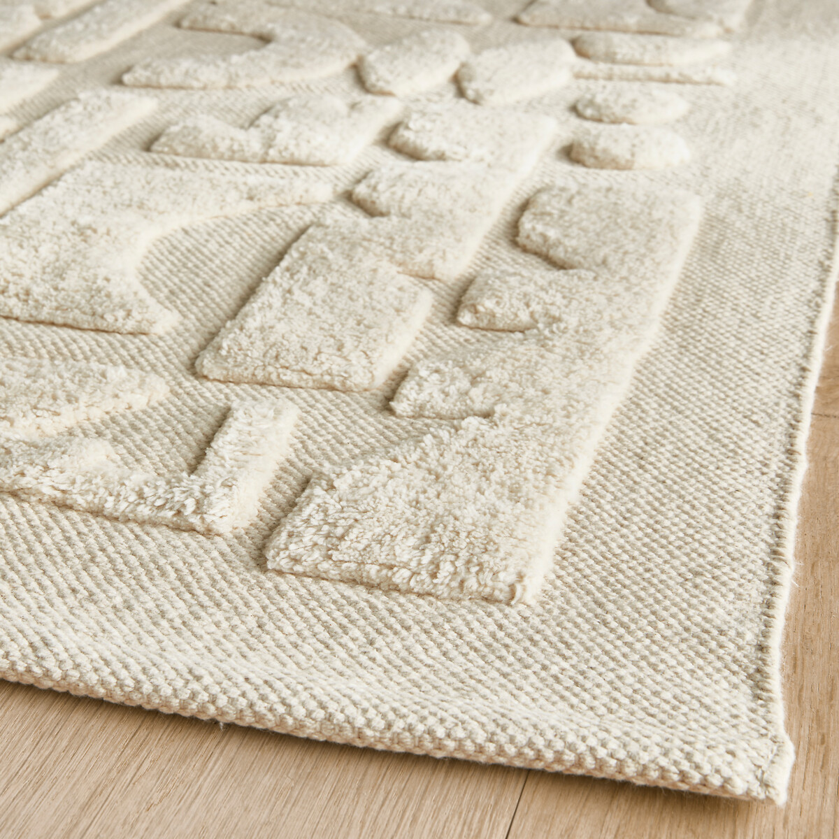 Tapis enfant motif géométrique coton bio, Podotak ecru, AM.PM