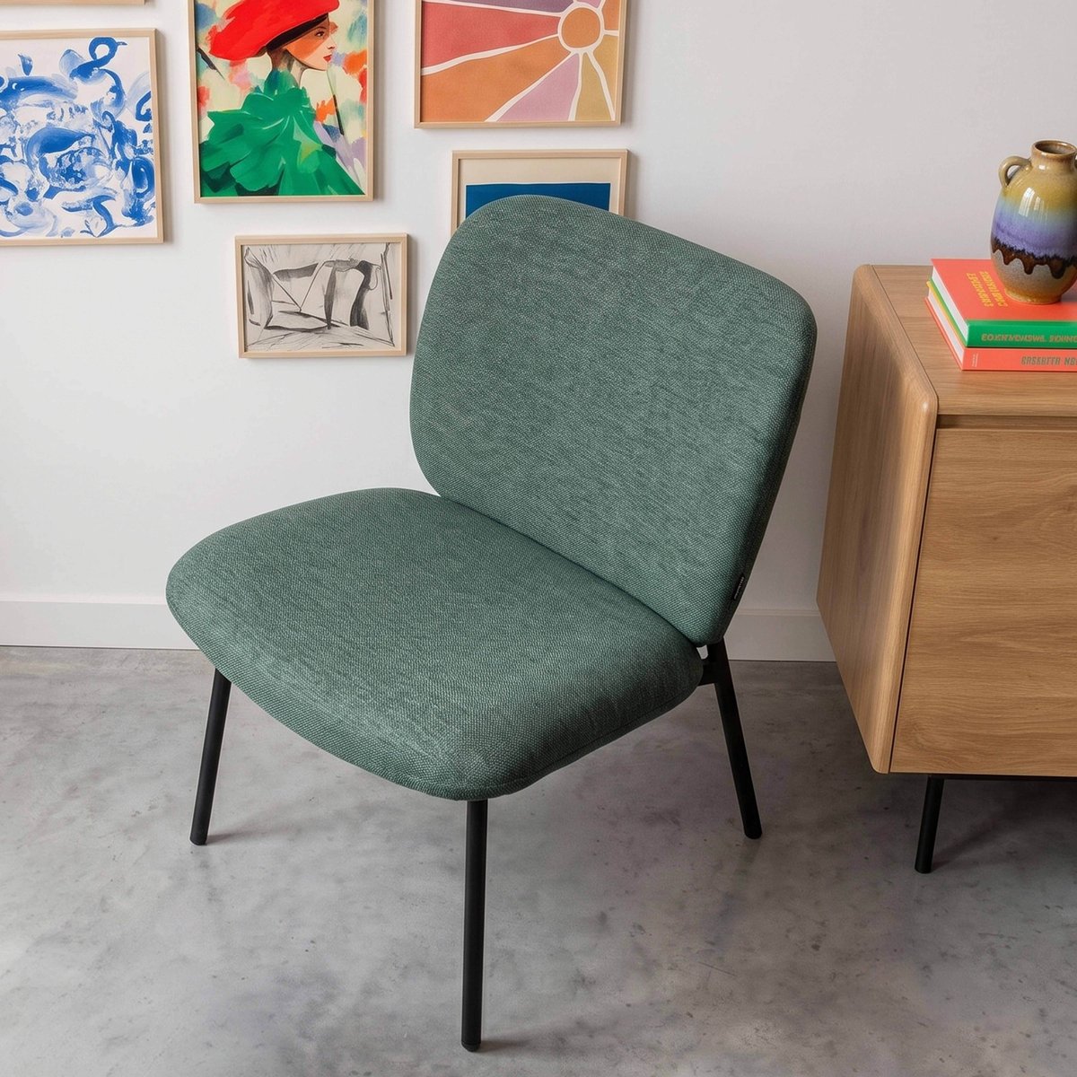 Lot de 2 fauteuils en acier et tissu, JADEN vert foncé, OVIALA