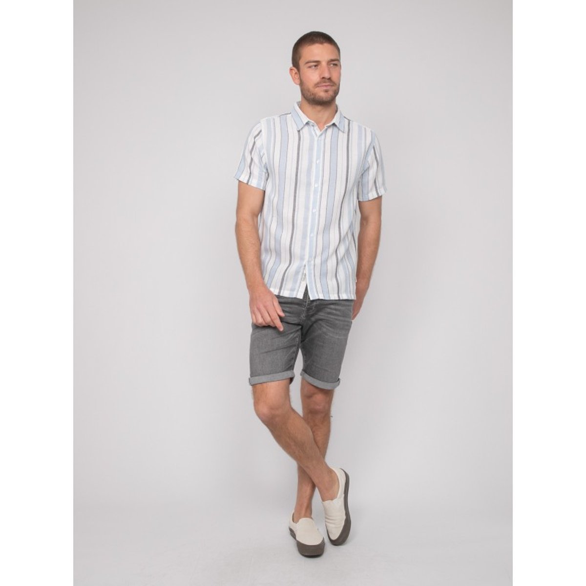 Chemise Manches Courtes Rayures Douparico bleu ciel, RITCHIE