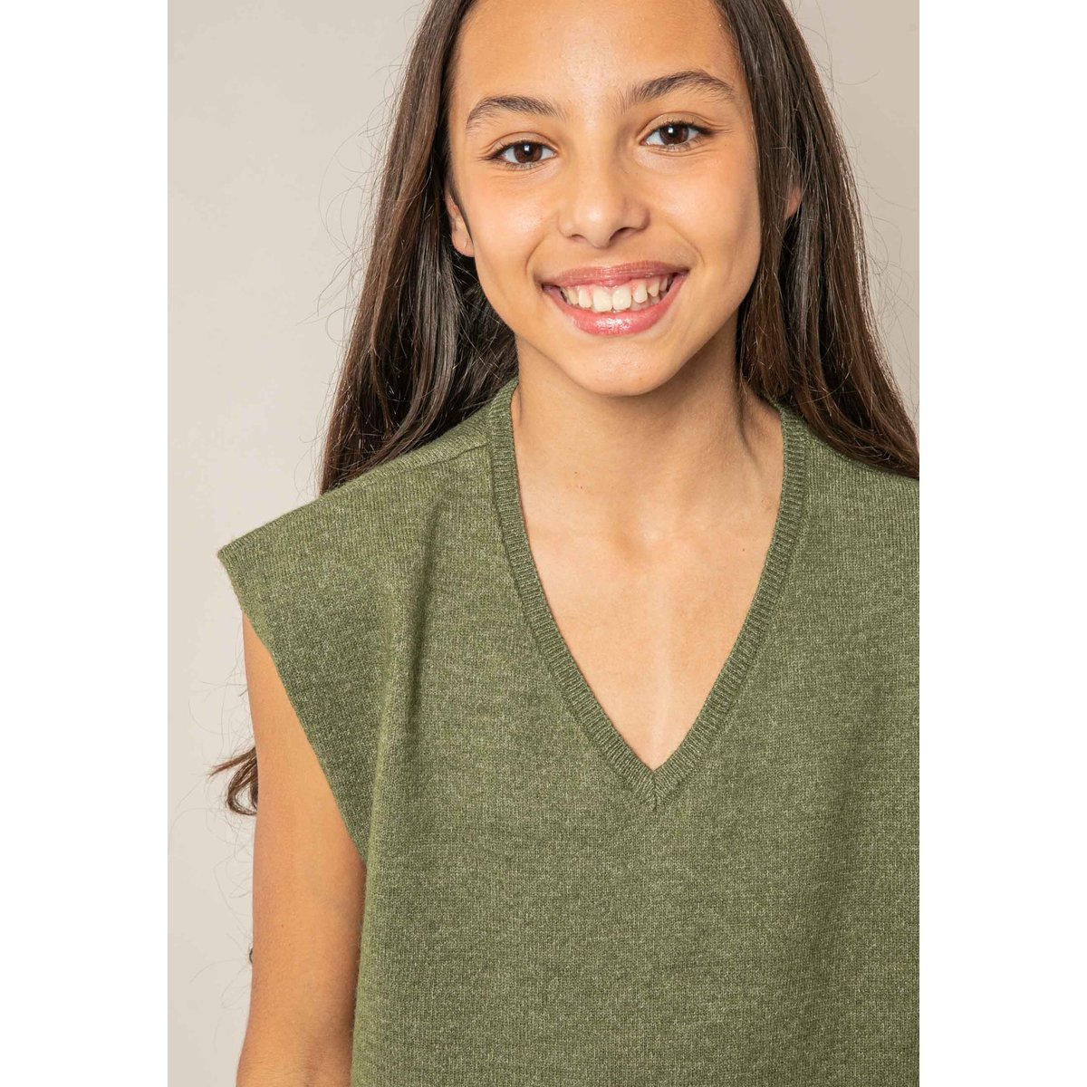 Pull sans manches fille MIRIA tilleul, DEELUXE