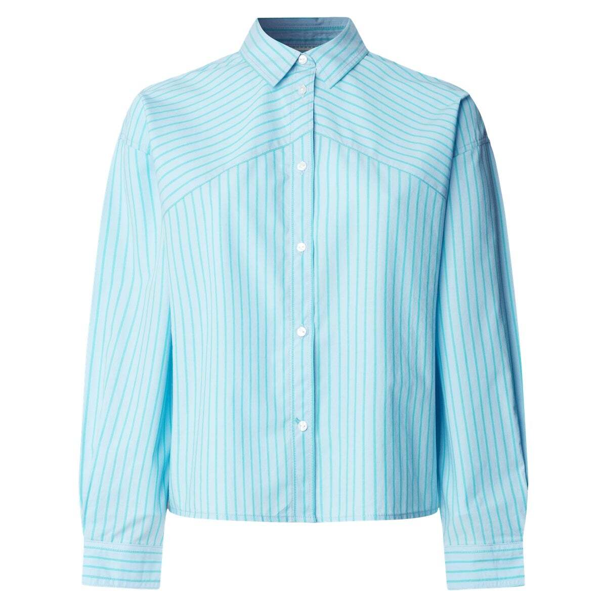 Chemise Courte À Rayures En Popeline vert sauge, PEPE JEANS
