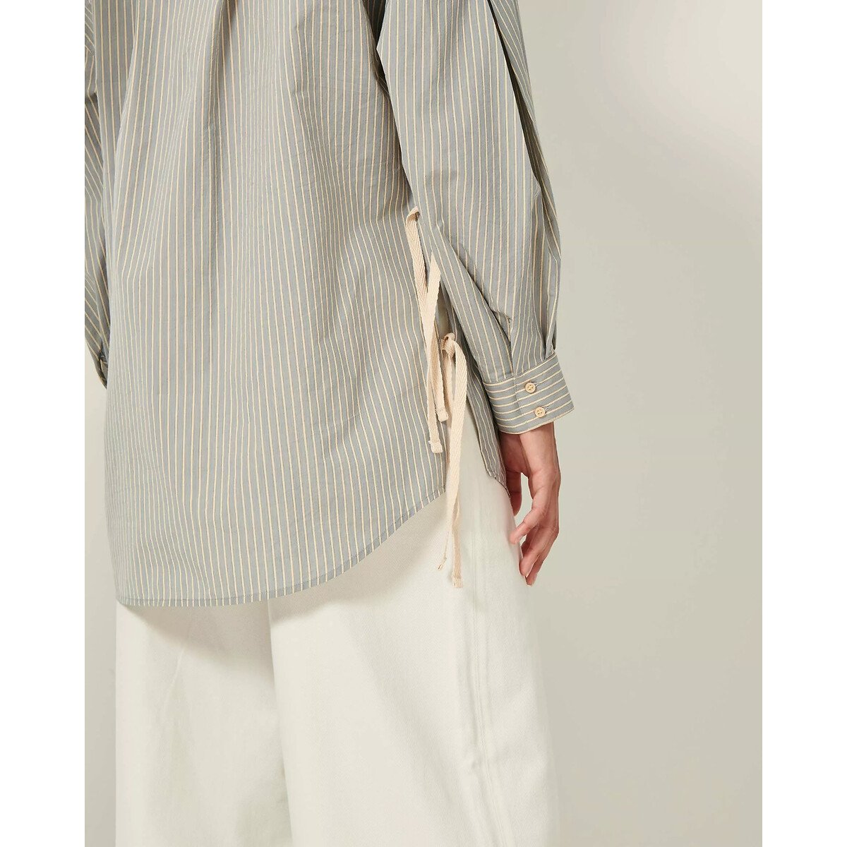 Chemise ample rayée, fendue côtés, KOYACO bleu clair, SESSUN