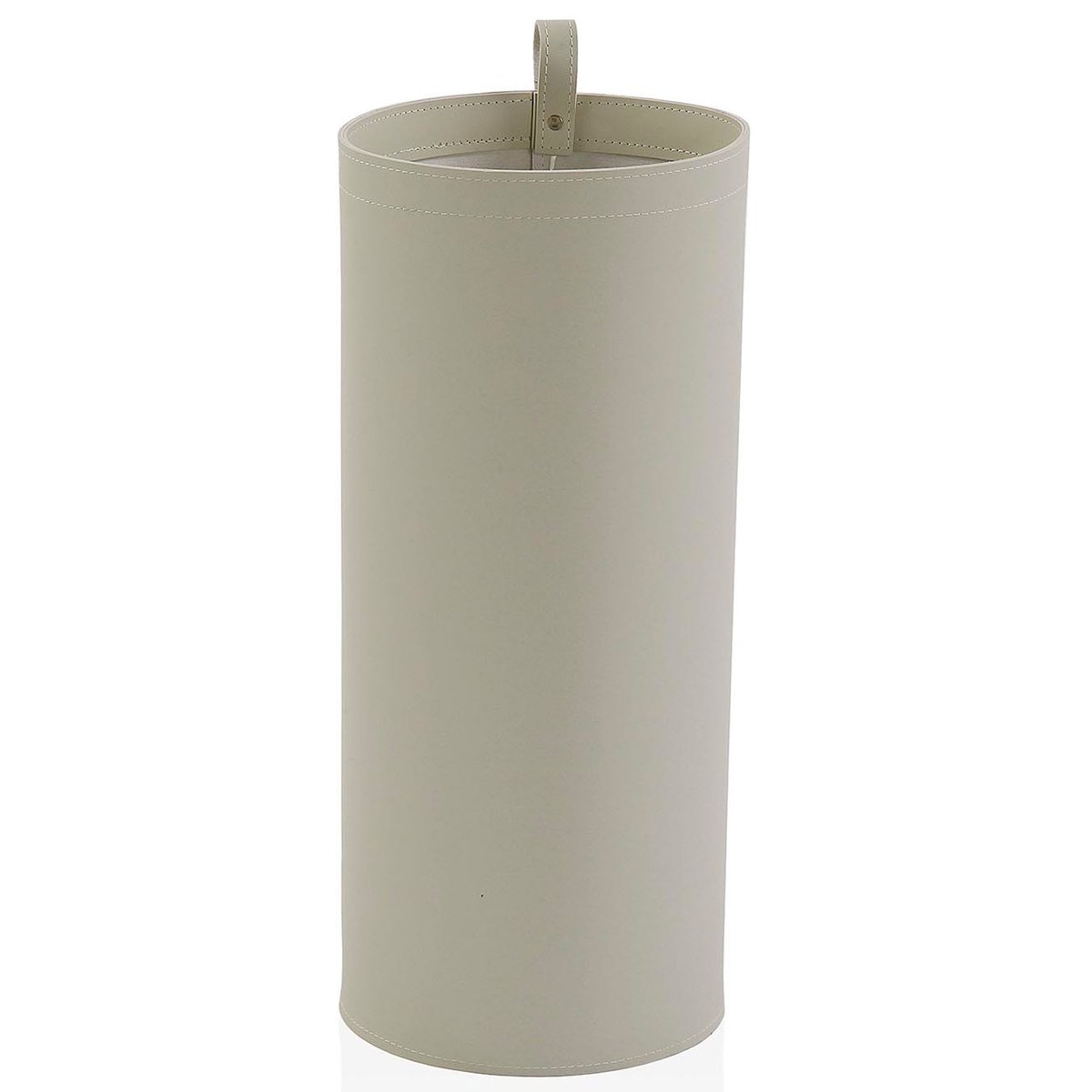 Porte-parapluies rond en similicuir beige crème 20x20x48cm beige, VERSA