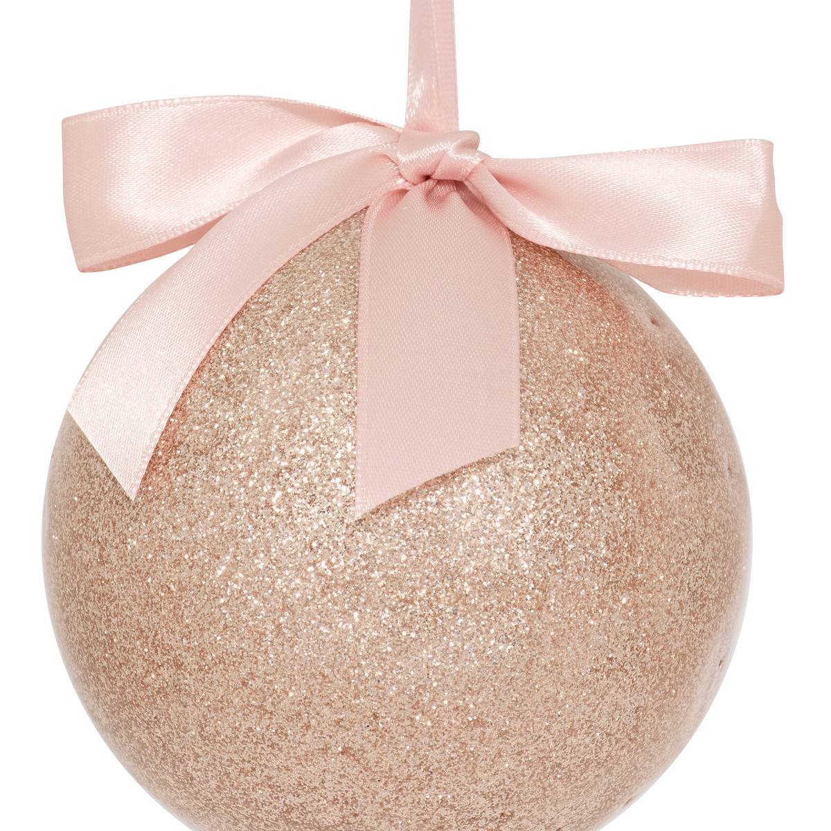 Boule de Noël en papier unie noire D. 90 mm rose clair, FEERIC LIGHTS & CHRISTMAS