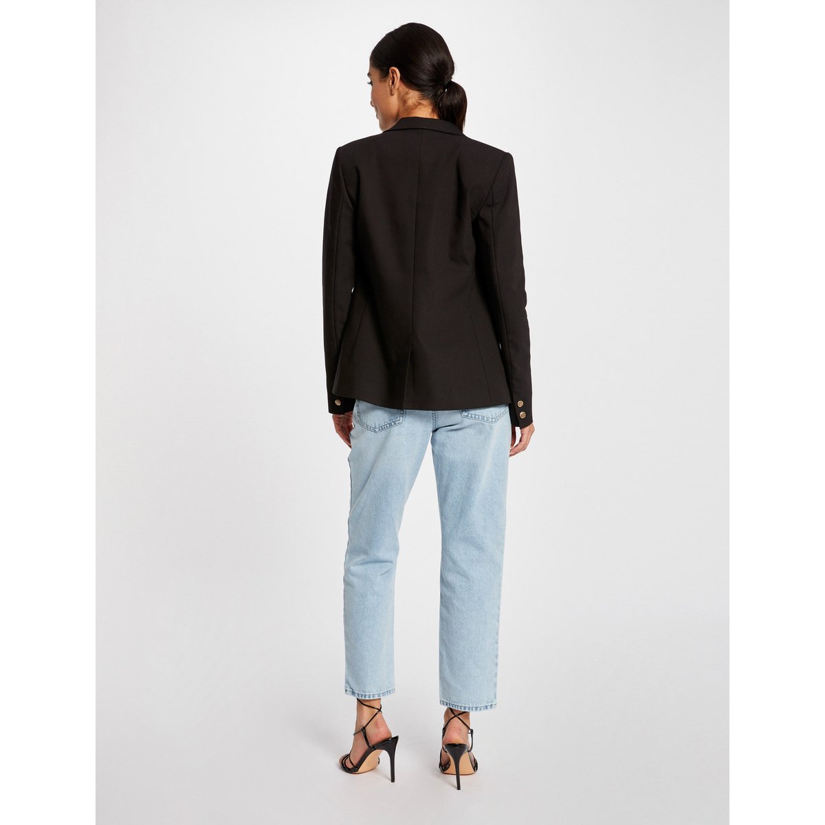 Veste tailleur droite boutonnée noir, MORGAN