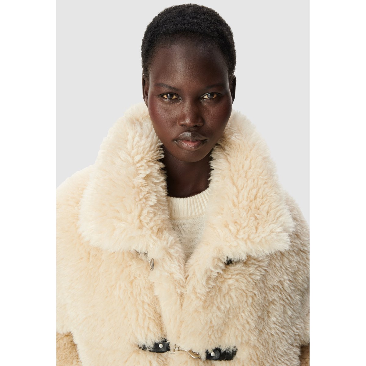 Manteau sherpa fermeture mousquetons blanc cassé, IKKS