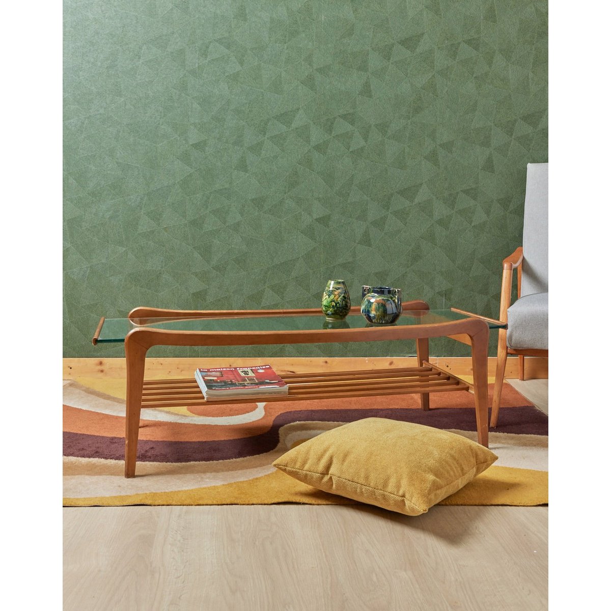 Table basse scandinave en bois clair Donna N°740 - Bon état bois clair, DEBONGOUT